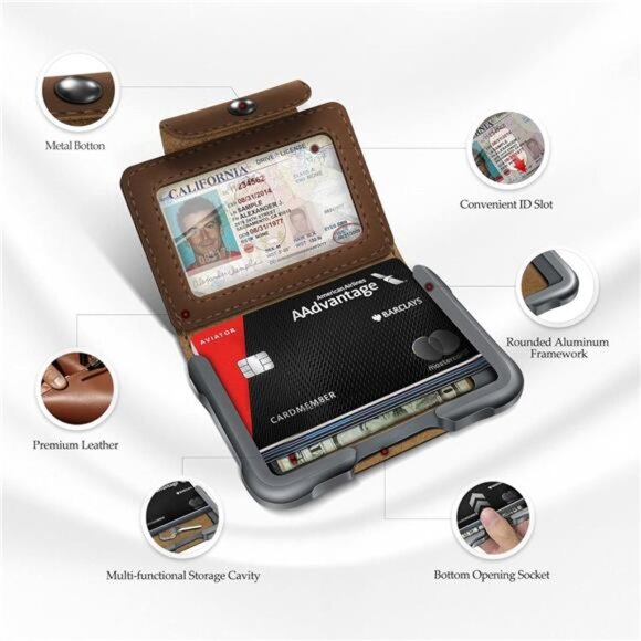 Chocolate Front Pocket Wallet for Men Travel Tactical bifold RFID Blocking - Picture 2 of 7